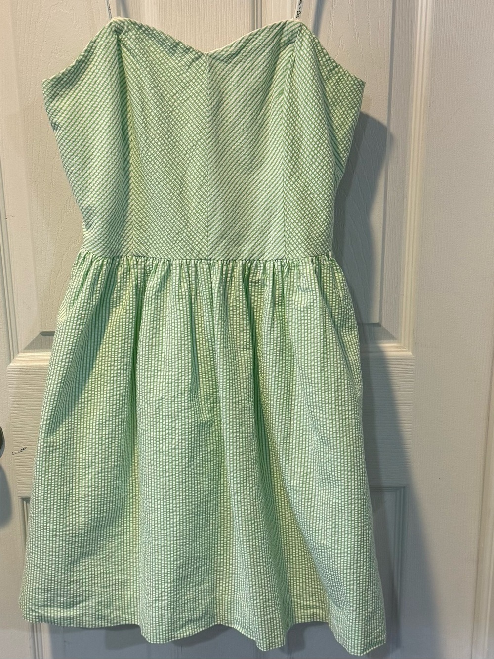 Lilly Pulitzer Richelle Dress Size 2 Green White Seersucker Strapless Preppy - Picture 4 of 12
